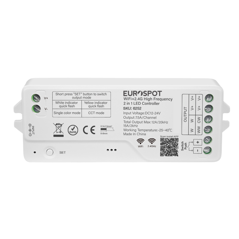 SKU6252-2 EuroSpot Led High Frequency Controller 2in1 Tuya WiFi+ 2.4RF+ Push Dim - Image 1