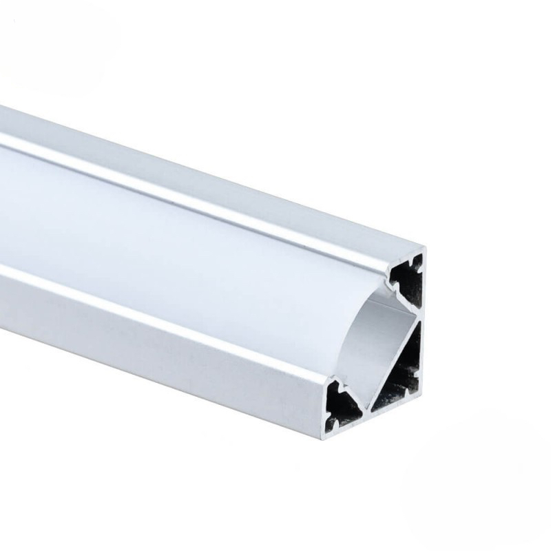 alumium-profile-eurospot-led-5116-800x800-1 EuroSpot Προφίλ Αλουμινίου Γωνιακό Ασημί Ταινίας Led L=2m 19x19mm NW=12mm Γαλακτερό Κάλυμμα - Image 1