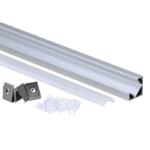 EuroSpot Προφίλ Αλουμινίου Γωνιακό Ασημί Ταινίας Led L=2m 19x19mm NW=12mm Γαλακτερό Κάλυμμα - Image 3