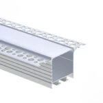 EuroSpot Προφίλ Αλουμινίου Γυψοσανίδας Για Led Ταινίες Ασημί L=2m 71.5x35mm NW=31mm Γαλακτερό Κάλυμμα
