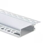 EuroSpot Προφίλ Αλουμινίου Γυψοσανίδας Για Led Ταινίες Ασημί L=2m 96x20mm NW=45mm Γαλακτερό Κάλυμμα