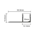 EuroSpot Προφίλ Αλουμινίου Γυψοσανίδας Ασημί Για Led Ταινίες L=2m 32.3x13.3mm NW=10mm Γαλακτερό Κάλυμμα - Image 2
