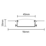 EuroSpot Προφίλ Αλουμινίου Γυψοσανίδας Για Led Ταινίες Ασημί L=2m 96x20mm NW=45mm Γαλακτερό Κάλυμμα - Image 2