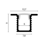 EuroSpot Προφίλ Αλουμινίου Χωνευτό Ασημί Για Led Ταινίες L=2m 12.7x9mm NW=5mm Γαλακτερό Κάλυμμα - Image 2