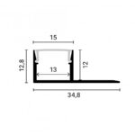 EuroSpot Προφίλ Αλουμινίου Γυψοσανίδας Ασημί Για Led Ταινίες L=2m 34.8x12.8mm NW=13mm Γαλακτερό Κάλυμμα - Image 2