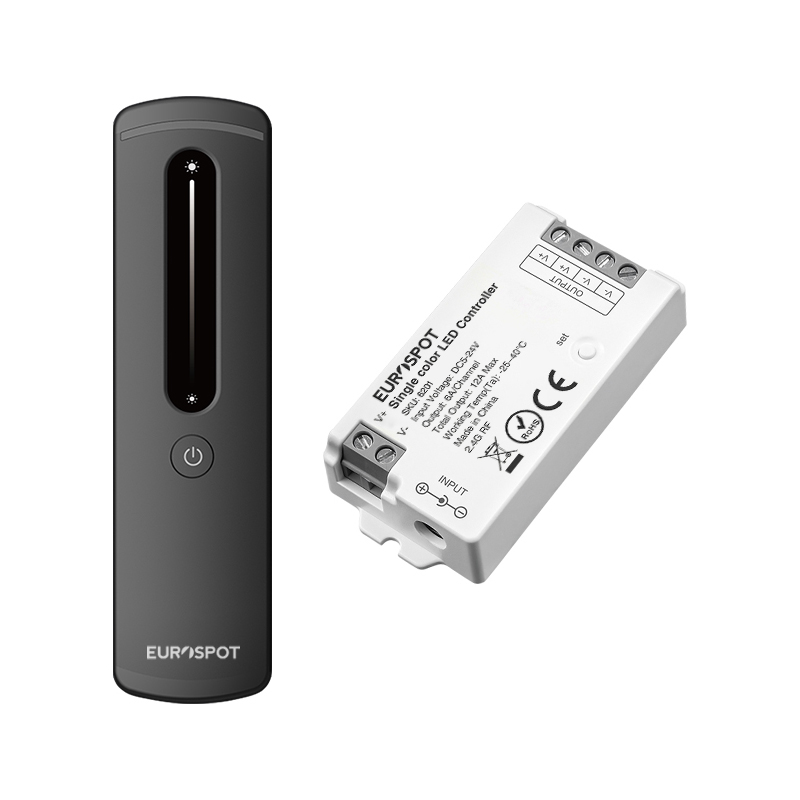 01_C01RF_6201_BLACK EuroSpot Led Kit Controller+ Μαύρο Remote RF 2.4GHz για Μονόχρωμη Ταινία - Image 1