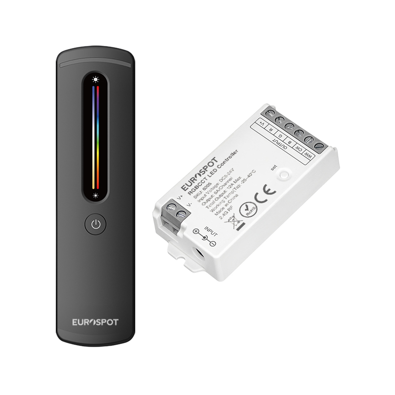 01_C05RF_6205_BLACK EuroSpot Led Kit Controller+ Μαύρο Remote RF 2.4GHz για RGB+CCT Ταινία - Image 1