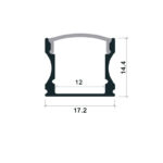 EuroSpot Προφίλ Αλουμινίου Ασημί Ταινίας Led L=2m 17.2x14.4mm NW=12mm Γαλακτερό Κάλυμμα