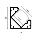 EuroSpot Προφίλ Αλουμινίου Γωνιακό Λευκό Ταινίας Led L=2m 19x19mm NW=12mm Γαλακτερό Κάλυμμα - Image 2