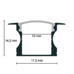 EuroSpot Προφίλ Αλουμινίου Χωνευτό Ασημί Ταινίας Led L=2m 24x14.2mm NW=12mm Γαλακτερό Κάλυμμα
