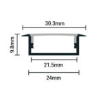 EuroSpot Προφίλ Αλουμινίου Χωνευτό Ασημί Για Led Ταινίες L=2m 30.3x9.8mm NW=21mm Γαλακτερό Κάλυμμα