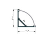 EuroSpot Προφίλ Αλουμίνιου Καμπύλο Ασημί Για Led Ταινίες L=2m 23.5x23.5mm NW=20mm Γαλακτερό Κάλυμμα