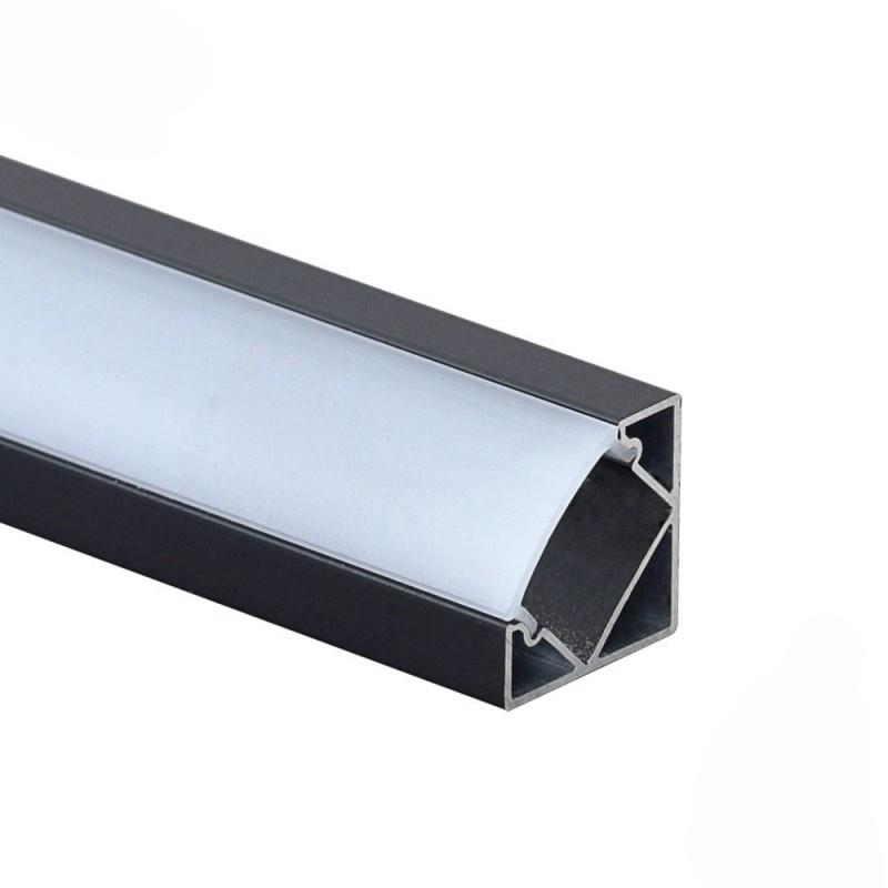 alumium-profile-eurospot-led-2m-5113-800x800-1 EuroSpot Προφίλ Αλουμινίου Γωνιακό Μαύρο Ταινίας Led L=2m 19x19mm NW=12mm Γαλακτερό Κάλυμμα - Image 1