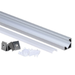 EuroSpot Προφίλ Αλουμινίου Γωνιακό Ασημί Ταινίας Led L=2m 19x19mm NW=12mm Γαλακτερό Κάλυμμα - Image 3