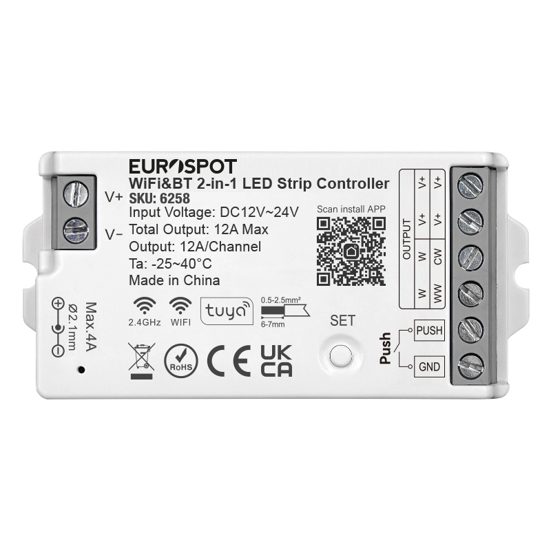 6258-1 EuroSpot Led Controller Tuya Wi-Fi & RF 2.4GHz & BT 2in1 + Push Dim - Image 1