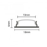 EuroSpot Προφίλ Αλουμινίου Ασημί Για Led Ταινίες L=2m 18x6mm NW=13mm Γαλακτερό Κάλυμμα - Image 2