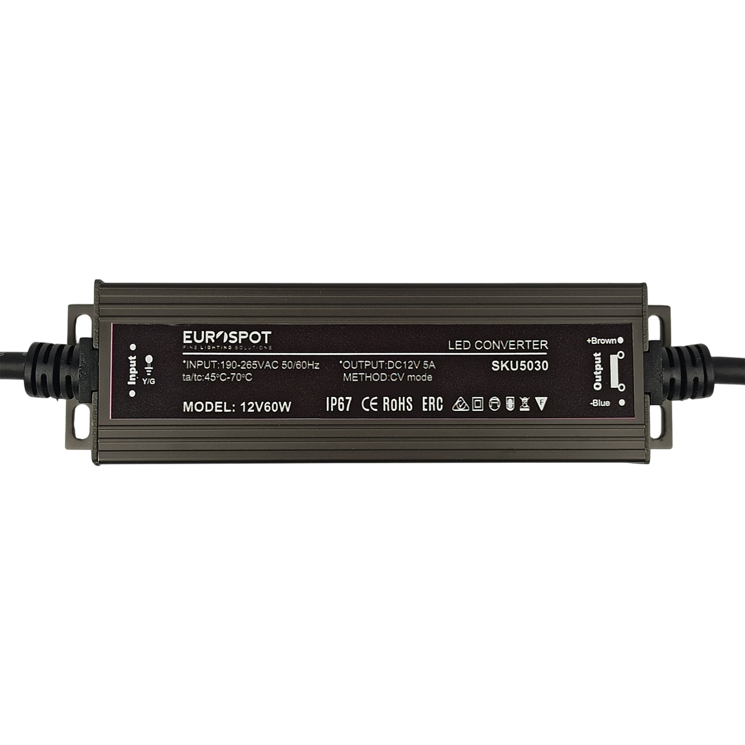 SKU5030-12V60W Eurospot Στεγανό IP67 Τροφοδοτικό Led Αλουμινίου 12V 60W - Image 1