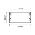 EuroSpot Προφίλ Αλουμινίου Ασημί Για Led Ταινίες L=2m 40x20mm NW=31mm Γαλακτερό Κάλυμμα - Image 2